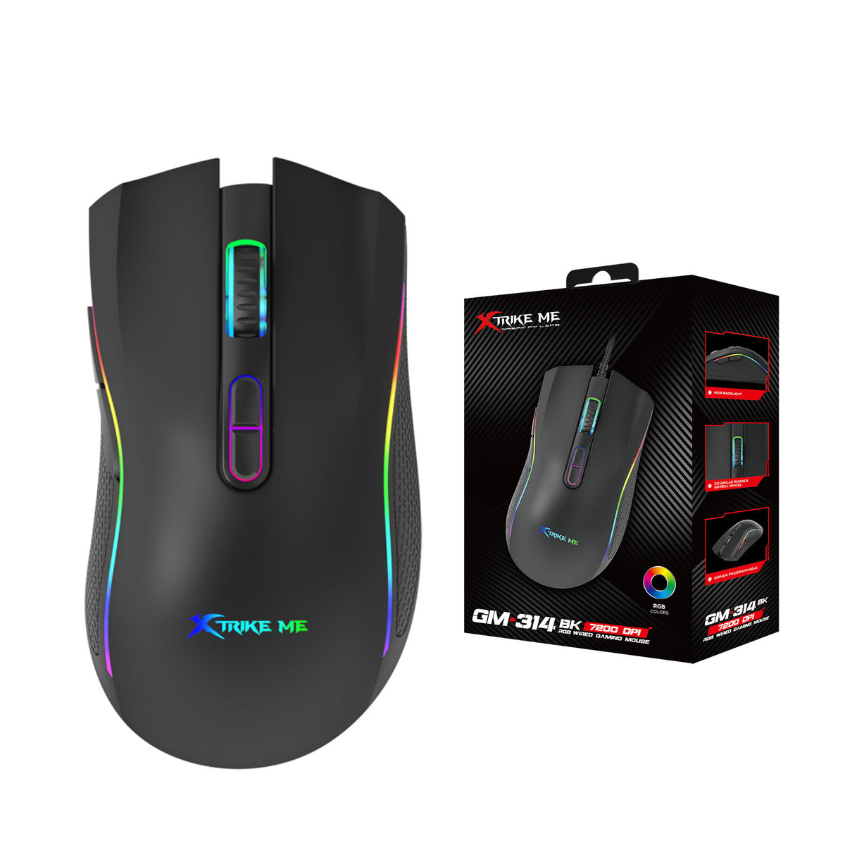 XTRIKE ME GM-314 Wired Gaming Mouse 7200 DPI 7 Programmable Buttons