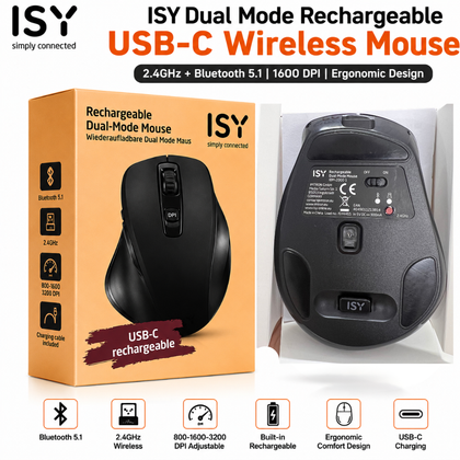 ISY Dual-Mode 2.4 Ghz & Bluetooth Wireless Mouse