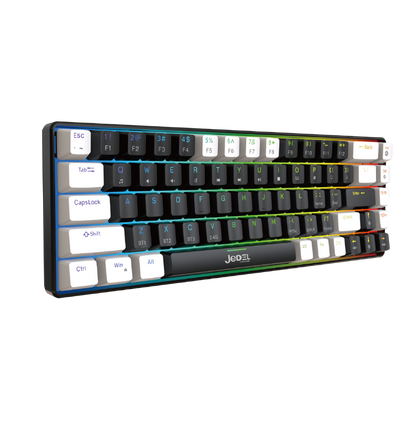 Jedel WKL-66 Tri Mode (Wired+2.4G+Bluetooth) Mechanical Gaming Keyboard Swappable Red Switches 68 Keys