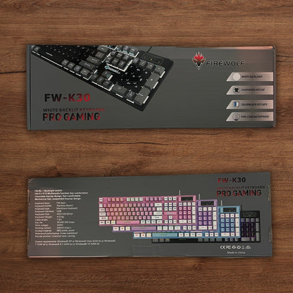 FIREWOLF FW-K30 Keyboard Color Backlight Membrane Silent Keys