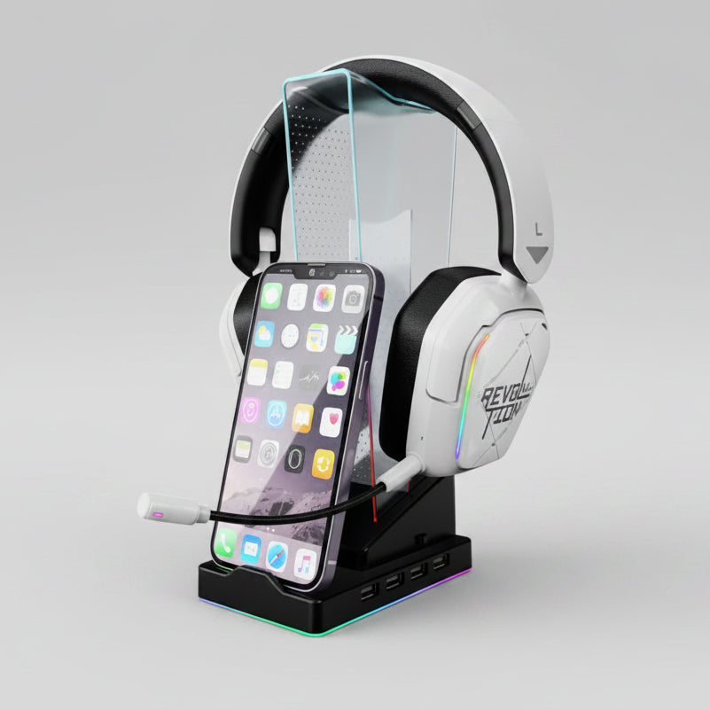 Xtrike Me RGB Headphone Stand HT-09 with Phone Stand 4 USB Ports