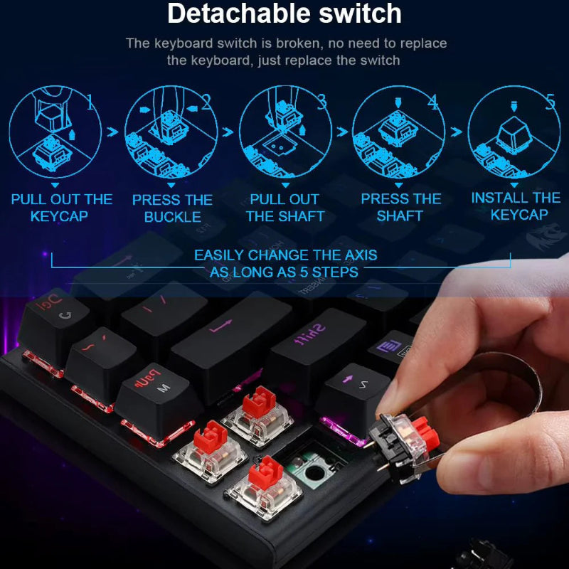 VSP VM01-R Mechanical Gaming Keyboard 104 Keys Hot-swap Red Switch (Wired)