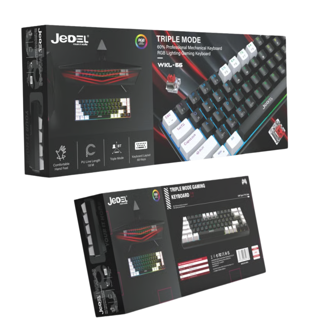 Jedel WKL-66 Tri Mode Mechanical Keyboard Red Switch