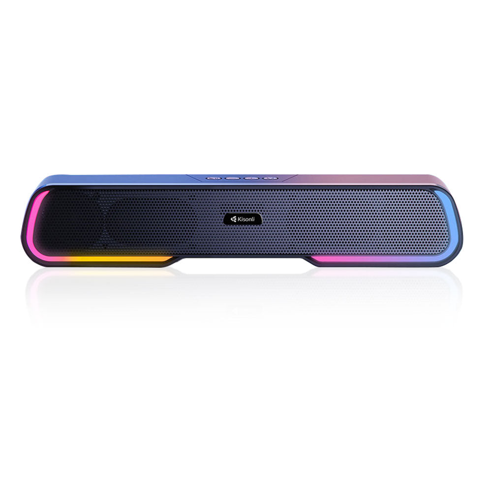 Multicolored Bluetooth speaker on a white background