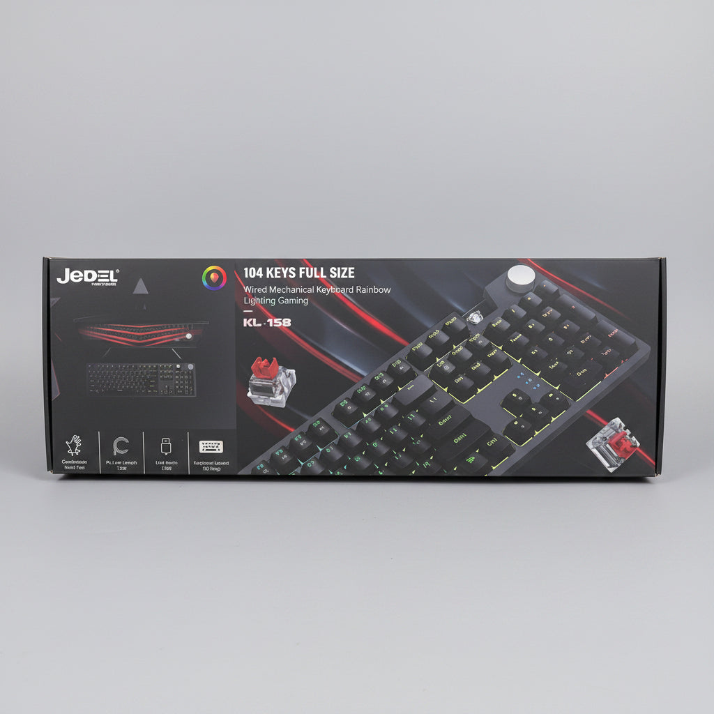 JEDEL KL-158 Mechanical Keyboard Wired 104 Keys Red Switch
